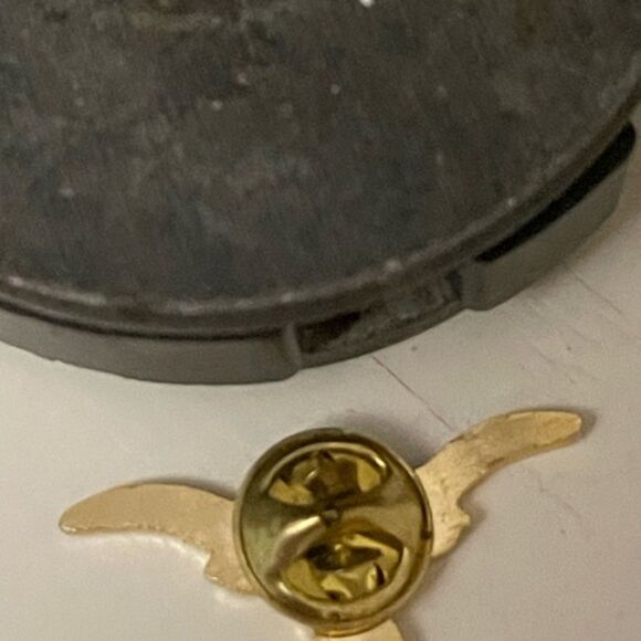 1.25” gold tone and purple enamel Horn Pride lapel hat tie pin - Picture 10 of 12